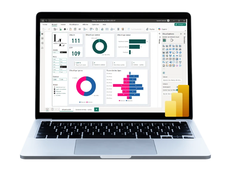 Ordinateur - Outil Power BI - page Accueil