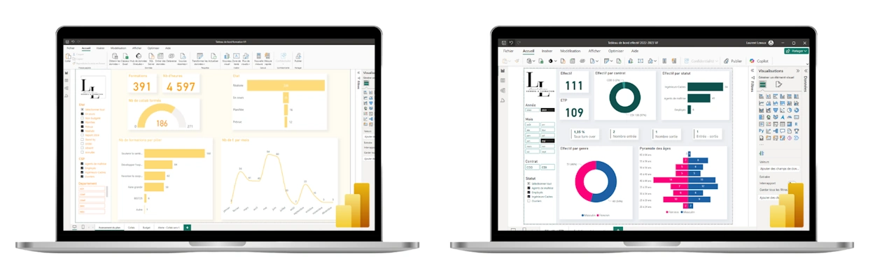 Ordinateur - Outil Power BI - Tableau de bord RH - Power BI